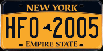NY license plate HFO2005