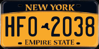 NY license plate HFO2038