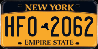 NY license plate HFO2062