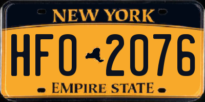 NY license plate HFO2076