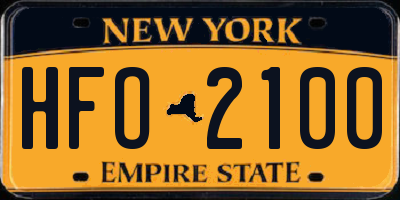 NY license plate HFO2100