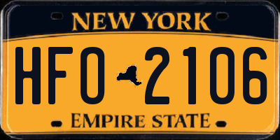 NY license plate HFO2106