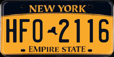 NY license plate HFO2116