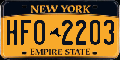 NY license plate HFO2203