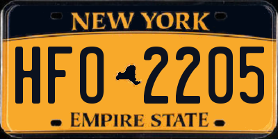 NY license plate HFO2205
