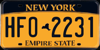 NY license plate HFO2231