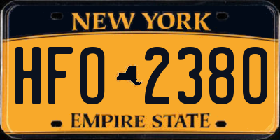NY license plate HFO2380