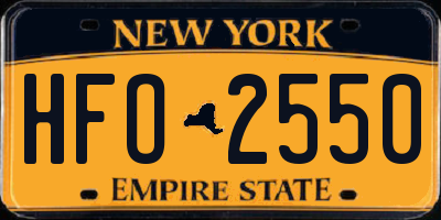 NY license plate HFO2550
