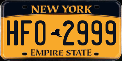 NY license plate HFO2999