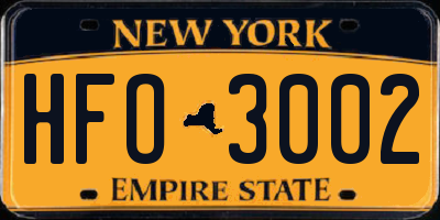 NY license plate HFO3002