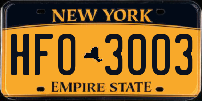 NY license plate HFO3003