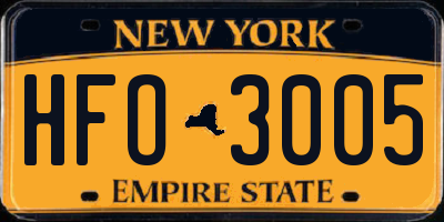 NY license plate HFO3005