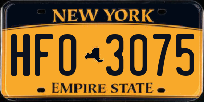 NY license plate HFO3075