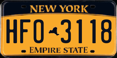 NY license plate HFO3118