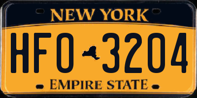 NY license plate HFO3204