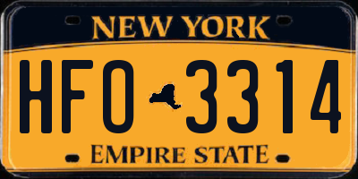 NY license plate HFO3314