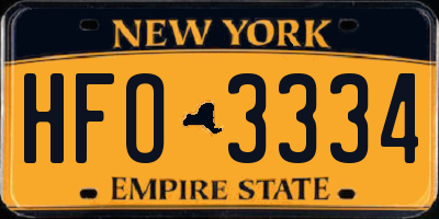 NY license plate HFO3334