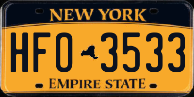 NY license plate HFO3533