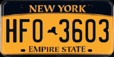 NY license plate HFO3603