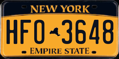NY license plate HFO3648