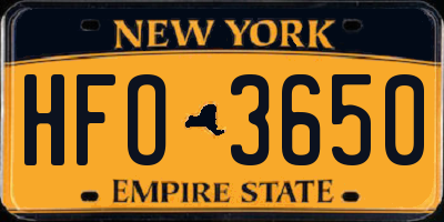 NY license plate HFO3650
