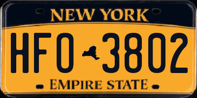 NY license plate HFO3802