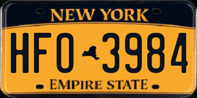 NY license plate HFO3984