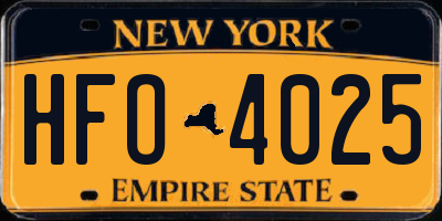 NY license plate HFO4025