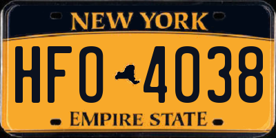 NY license plate HFO4038
