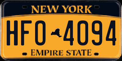 NY license plate HFO4094