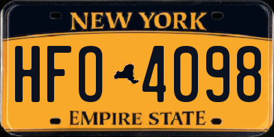 NY license plate HFO4098