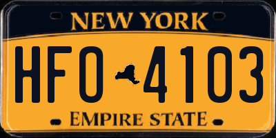 NY license plate HFO4103