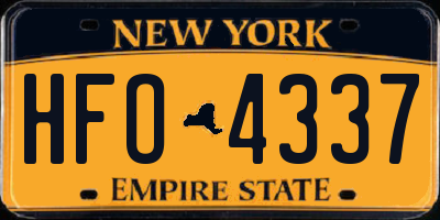 NY license plate HFO4337