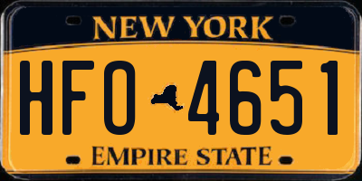 NY license plate HFO4651