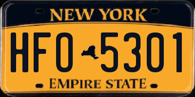 NY license plate HFO5301