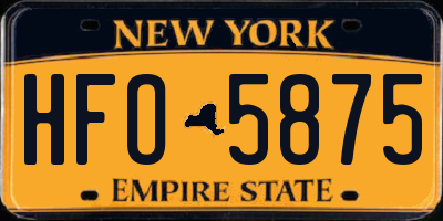 NY license plate HFO5875