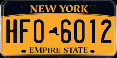 NY license plate HFO6012