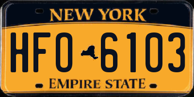 NY license plate HFO6103