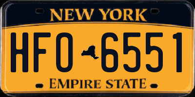 NY license plate HFO6551