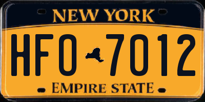 NY license plate HFO7012