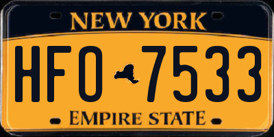 NY license plate HFO7533