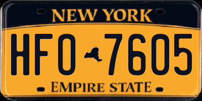 NY license plate HFO7605