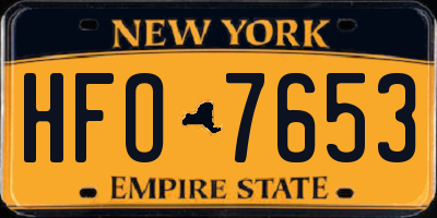 NY license plate HFO7653