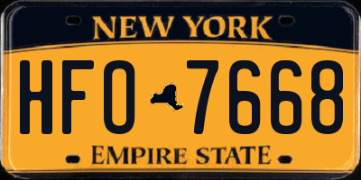 NY license plate HFO7668