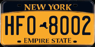 NY license plate HFO8002
