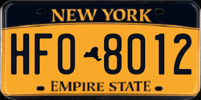 NY license plate HFO8012