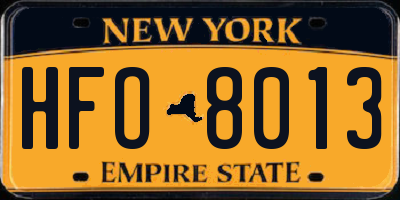 NY license plate HFO8013