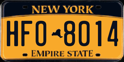 NY license plate HFO8014