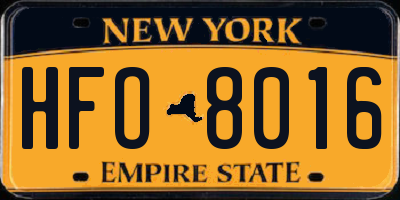NY license plate HFO8016