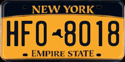 NY license plate HFO8018